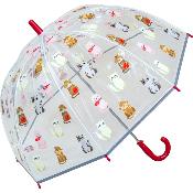 Parapluie cloche transparent enfant - Système d'ouverture automatique - Chats -  Bordure réflechissante pour être visible la nuit