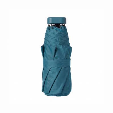 Ultra mini parapluie pliant pour femmes - Slim et léger - Résistant au vent - Avec protection UV - Avec sac smartphone assorti - bleu sarcelle