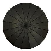Parapluie de golf de luxe - 16 baleines - Résistant au vent - Mât et poignée en bois - Noir avec carreaux - reduced
