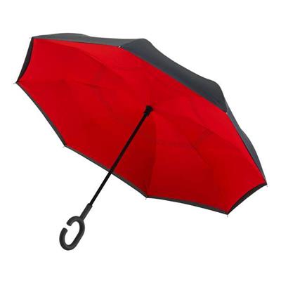 Parapluie à ouverture inversée - Ouverture manuelle - Resistant au vent - Rouge