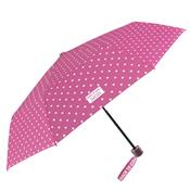 Mini parapluie pliant pour enfant - Parapluie solide et résistant au vent - Rose à pois blancs - Parapluie fille