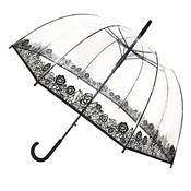 Parapluie transparent cloche - R?sistant au vent - imprim? de fleurs sur bordure