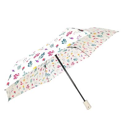 Parapluie pliant - Ouverture et fermetures automatiques - Résistant au vent - Blanc et imprimé fleuri
