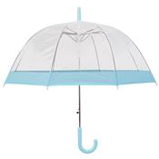 Parapluie droit ouverture automatique - Transparent avec bordure bleu pastel