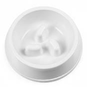 Duvoplus – Gamelle Glossy Slow anti-glouton en mélamine pour chien, idéale pour favoriser une digestion plus saine – 1100ml – Taille M – Ø16,5cm – Noir/Blanc