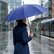 Grand parapluie automatique - Résistant au vent - Avec poignée courbée - Bleu Cobalt
