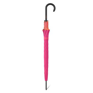 Grand parapluie automatique - Résistant au vent - Avec poignée courbée - Rose fuchsia