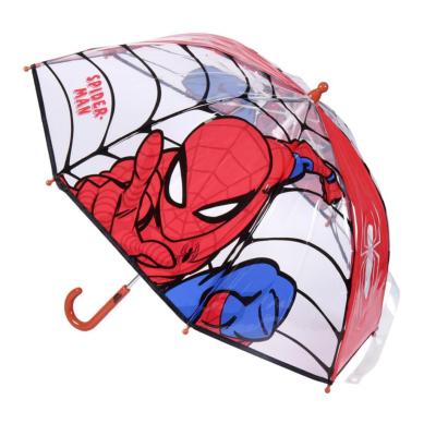 Parapluie cloche transparent enfant - Poignée rouge - Spiderman