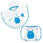 Poncho de pluie transparent et bleu pour enfants de 4 à 6 ans - 74 cm de largeur et 55cm de hauteur - avec sac assorti - Bleu