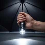 Parapluie pliant automatique avec lampe torche intégrée - Noir