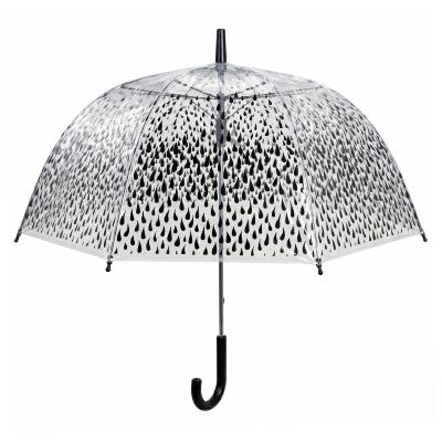 Parapluie cage à oiseaux transparent pour femme - Système d'ouverture automatique - Noir Gouttes
