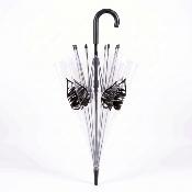 Parapluie cage à oiseaux transparent pour femme - Système d'ouverture automatique - Noir Cœur