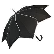 Parapluie en forme de pétale pour femme - Toile tournesol - Ouverture automatique - Noir avec bordure blanche
