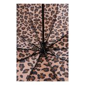 Parapluie pliant – Design 3 plis avec auvent double couche – Système d'ouverture automatique – Extérieur noir avec intérieur imprimé léopard