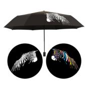 Parapluie mini et léger résistant au vent - Couleurs du Zèbre changeantes avec pluie  - Noir