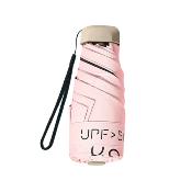 Mini parapluie pliant pour femme - Parapluie plat cinq plis - Ultra léger et compact - Protection UV - Rose
