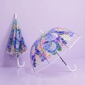 Parapluie Transparent pour Femme - Système d'ouverture automatique - Resistant au Vent - Hortensia