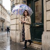 Parapluie Transparent pour Femme - Système d'ouverture automatique - Resistant au Vent - Hortensia
