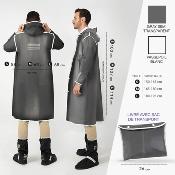 Imperméable - Bandes réfléchissantes au dos - Taille S (150-165CM) - Gris semi-transparent avec passepoil blanc