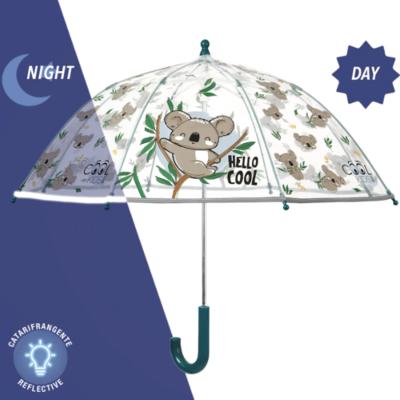 Parapluie cloche enfant avec bordure phosphorescente - Koala -  Bordure réflechissante pour être visible la nuit