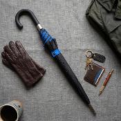 Parapluie de marche à double toile - Ouverture automatique - Résistant au vent - Bleu denim