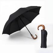 Parapluie pliant et écologique pour femmes et hommes - Ouverture et fermeture automatiques - 8 baleines en fibre de verre - Poignée incurvée - Noir