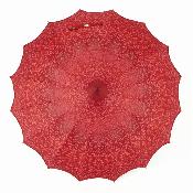 Parapluie long pour femme - Parapluie pagode - Bord festonné rouge