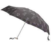 Micro parapluie - Made in France - Noir à motifs chiens et noeud bleu