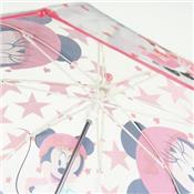 Parapluie enfant transparent - Parapluie fille - Poignée rose/corail - Minnie