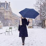 Mini parapluie pliant pour femmes - Ultra-léger et compact - Résistant au vent - Bleu nuit