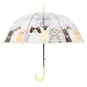 Parapluie cage à oiseaux transparent pour femme - Système d'ouverture automatique - Motif Chats
