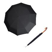 Grand parapluie de golf pour deux personnes - Manche en bois d'érable - Résistant au vent - 10 baleines -  diamètre de 113 cm - Bandes noires