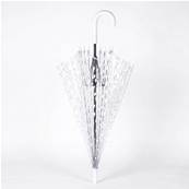 Parapluie cage à oiseaux transparent pour femme - Système d'ouverture automatique - Blanc Gouttes