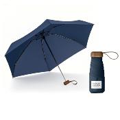 Mini parapluie pliant - Parapluie cinq volets - Protection UV - Léger et compact - Manche oblat en bois avec housse en tissu - Bleu lapis