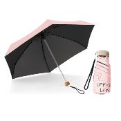 Mini parapluie pliant pour femme - Parapluie plat cinq plis - Ultra léger et compact - Protection UV - Rose