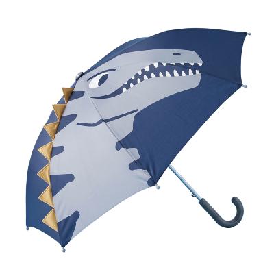 Parapluie pour Enfant - 8 Baleines en Fibre de Verre - Motif 3D - Poignée Confortable - Bleu Dinosaure