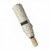 Parapluie Pliant pour Femme - Système d'ouverture Automatique - 8 Baleines en Fibre de Verre - Parapluie Pliant à Trois Volet - Résistant au vent - Poignée en Bois - Vert Olive