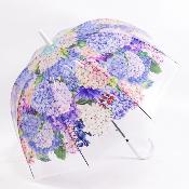 Parapluie Transparent pour Femme - Système d'ouverture automatique - Resistant au Vent - Hortensia