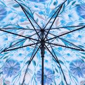 Parapluie Transparent pour Femme - Système d'ouverture automatique - Resistant au Vent - Motif floral - Bleu glacé