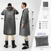 Imperméable - Bandes réfléchissantes au dos - Taille S (150-165CM) - Gris semi-transparent avec passepoil blanc