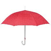 Grand parapluie automatique - Résistant au vent - Poignée incurvée - Motif géométrique - Rouge