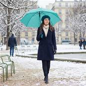 Grand parapluie automatique - Résistant au vent - Poignée incurvée - À pois - Bleu Aqua