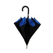 Parapluie de marche à double toile - Ouverture automatique - Résistant au vent - Bleu denim