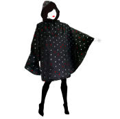Poncho de pluie pour homme et femme - Avec housse et bandes réfléchissantes devant et derrière - Ultraléger - Noire à pois