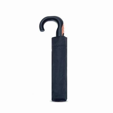Parapluie pliant et écologique pour femmes et hommes - Ouverture et fermeture automatiques - 8 baleines en fibre de verre - Poignée incurvée en caoutchouc - Noir
