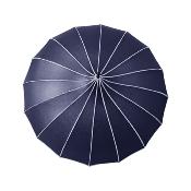 Parapluie long pour femme - Pagode côtelée - Bleu Marine