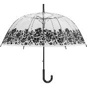 Parapluie transparent cloche - avec fleurs noirs