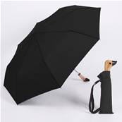 Parapluie Pliant - Poignée en Bois en Forme de Tête de Canard - Avec étui et bandoulière - Noir