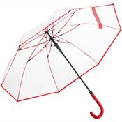 Parapluie cloche transparent - Parapluie Femme automatique - Poignée rouge - Bordure et baleines rouges