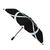 Parapluie pliant femme - Fleur géométrique - Resistant au vent - Ouverture et fermeture automatiques - Noir et blanc